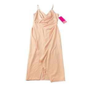 Betsey Johnson PinkSpaghetti Strap Midi Vneck Wrap-Like Womens Size 8 Dress NWT